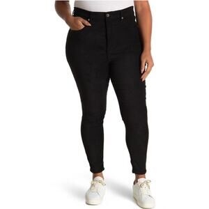 Good American Good Legs Black Faux Suede High Rise Pants 15/33 NEW